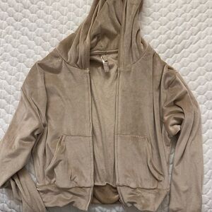 SKIMS Velour Hooded Jacket in Honey